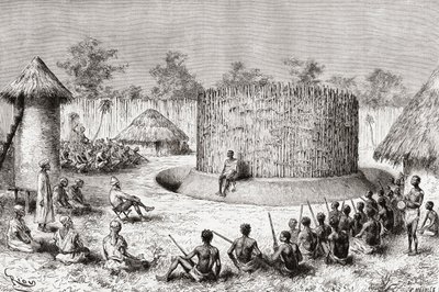 Reception for Explorer Pietro Paolo Savorgnan di Brazza in the Village of Chief Mkewe, Tanzania, from 